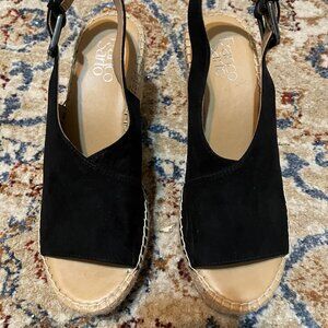 FRANCO SARTO BLACK PLATFORM SANDAL HEELS SZ 8M